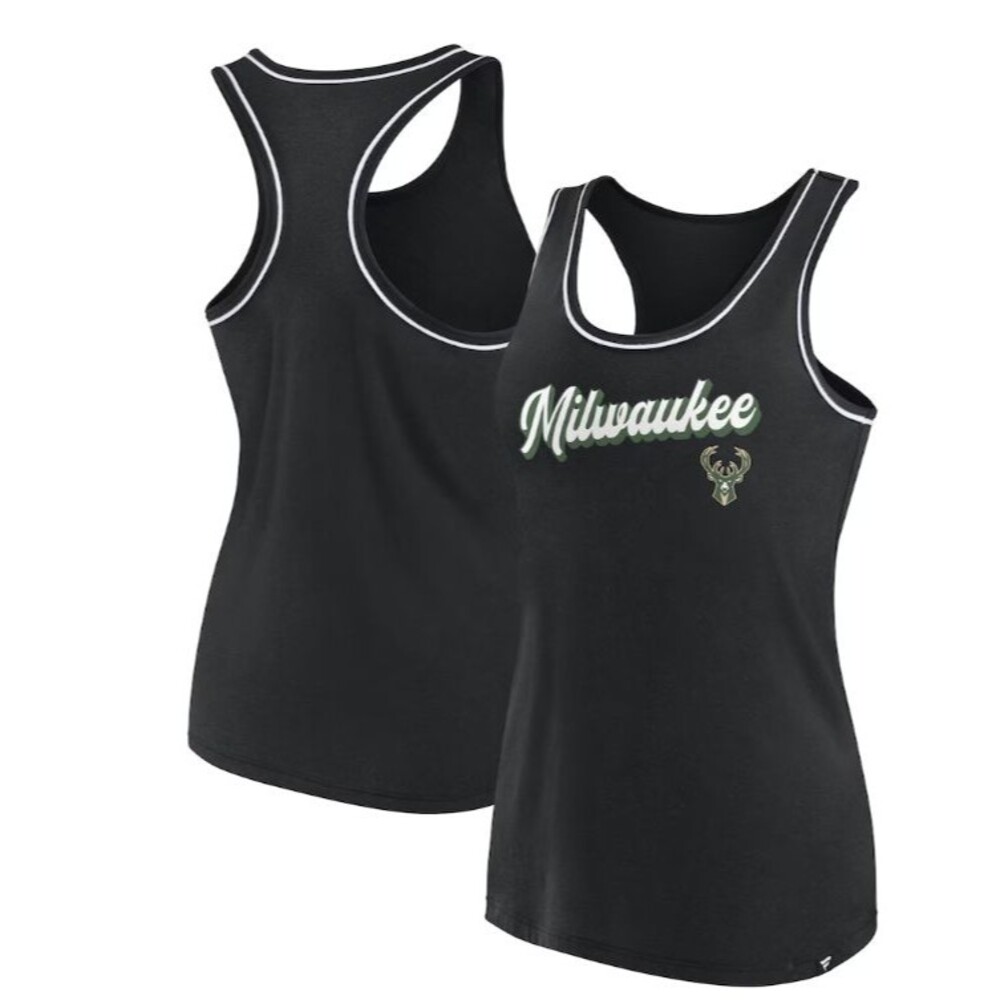 NWT - Milwaukee Bucks Fanatics Women's Wordmark Logo Racerback Tank Top - M
